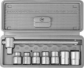 Набор торцовых головок НИЗ "Шоферский инструмент №1", 1/2", сталь 40Х, в пластиковом кейсе, 8 предметов                                               