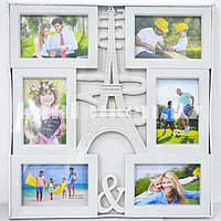 Фоторамка на 6 фото Париж  белая 44см * 32