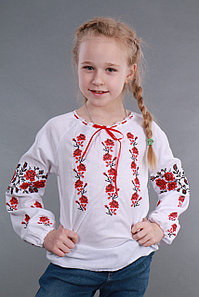 Вышиванка на девочку "Роза рушничок" Собственное производство, 98-146