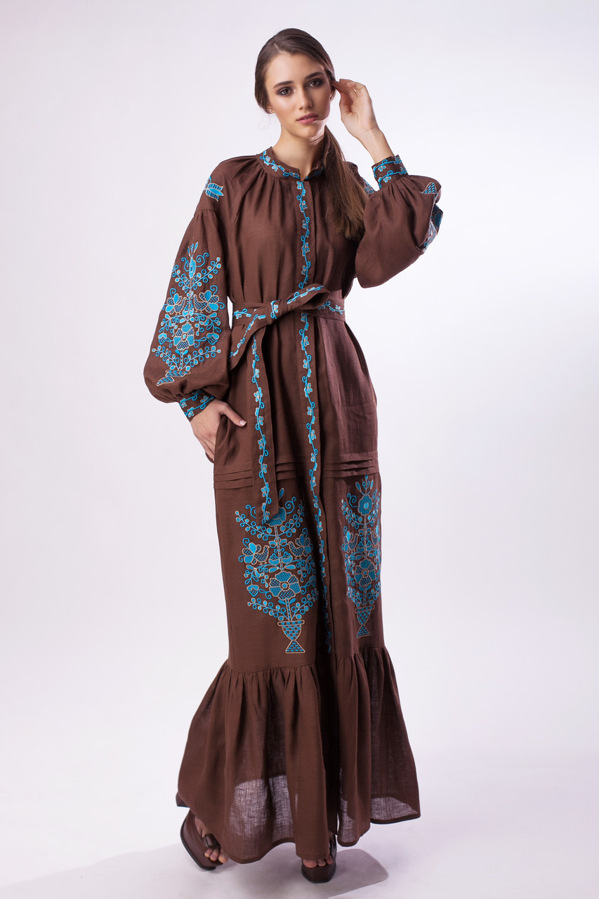 Длинное вышитое платье с вышивкой Цветочный сад - фото 1 - id-p50763415