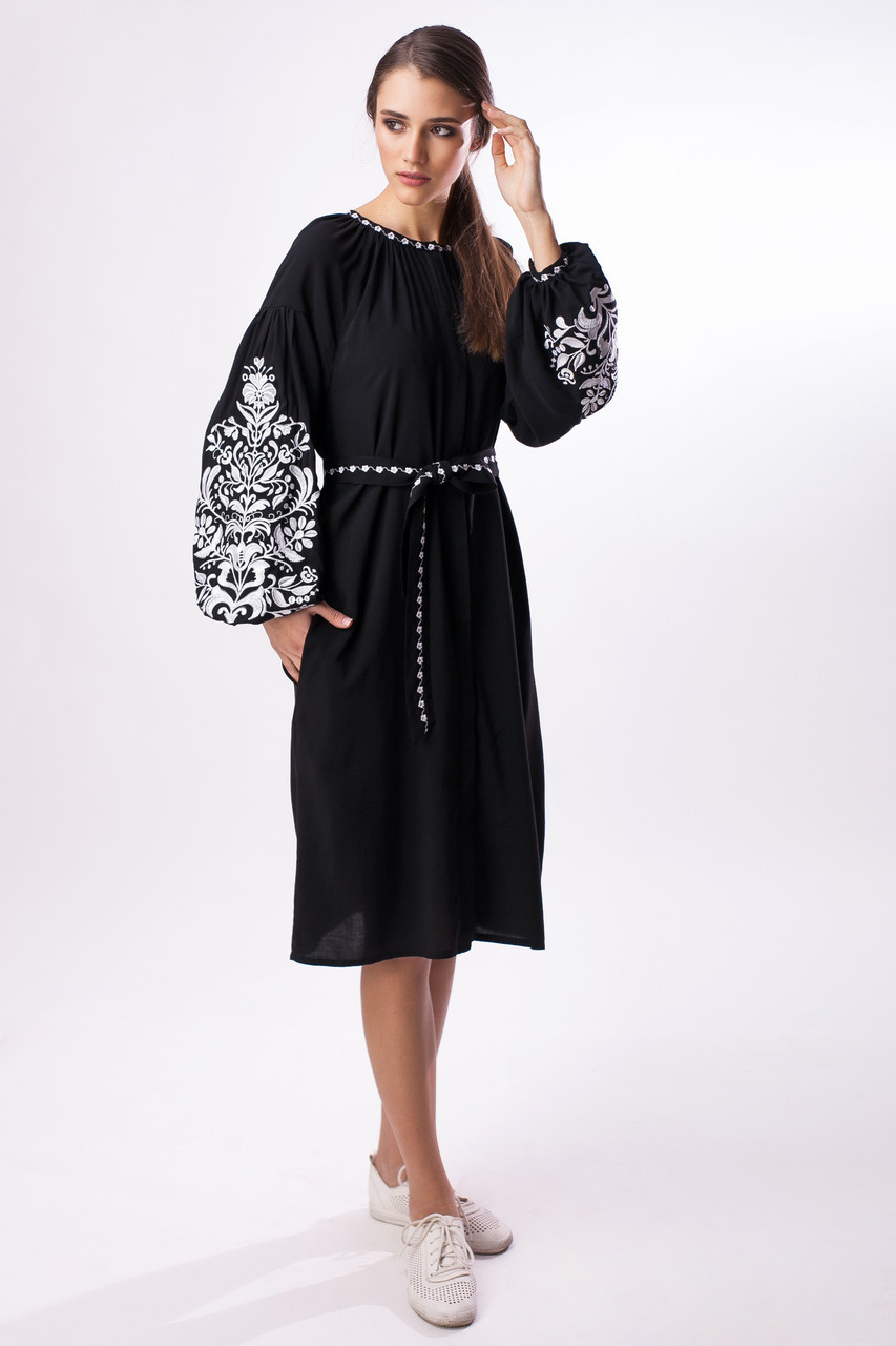 Черное платье с белой вышивкой "Дерево Жизни" - фото 1 - id-p50763509