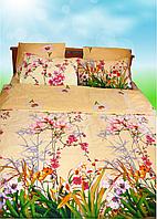 Комплект постельного белья "Утренний сад". Поплин, евро-размер. Россия.