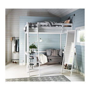 Кровать-чердак каркас СТУРО белая морилка ИКЕА, IKEA, фото 2