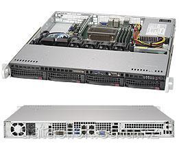 Сервер Rack 1U, 1xXeon E3-1200 v5/v6, 4xDDR4 UDIMM 2400, 4x3.5HDD, RAID 0,1,10,5, 4xGLAN, 350W