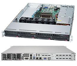 Сервер Rack 1U, 1xXeon E3-1200 v5/v6, 4xDDR4 UDIMM 2400, 4x3.5HDD, RAID 0,1,10,5, 2xGLAN, 2x500W