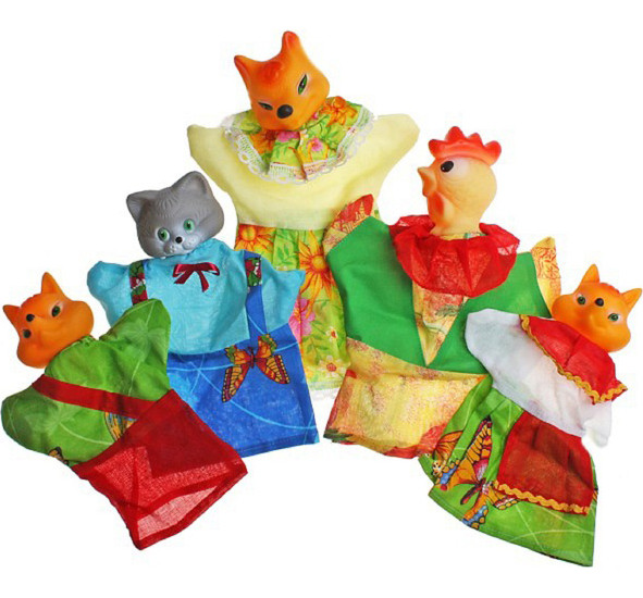 Кукольный театр "Кот, лиса и петух", 5 кукол
