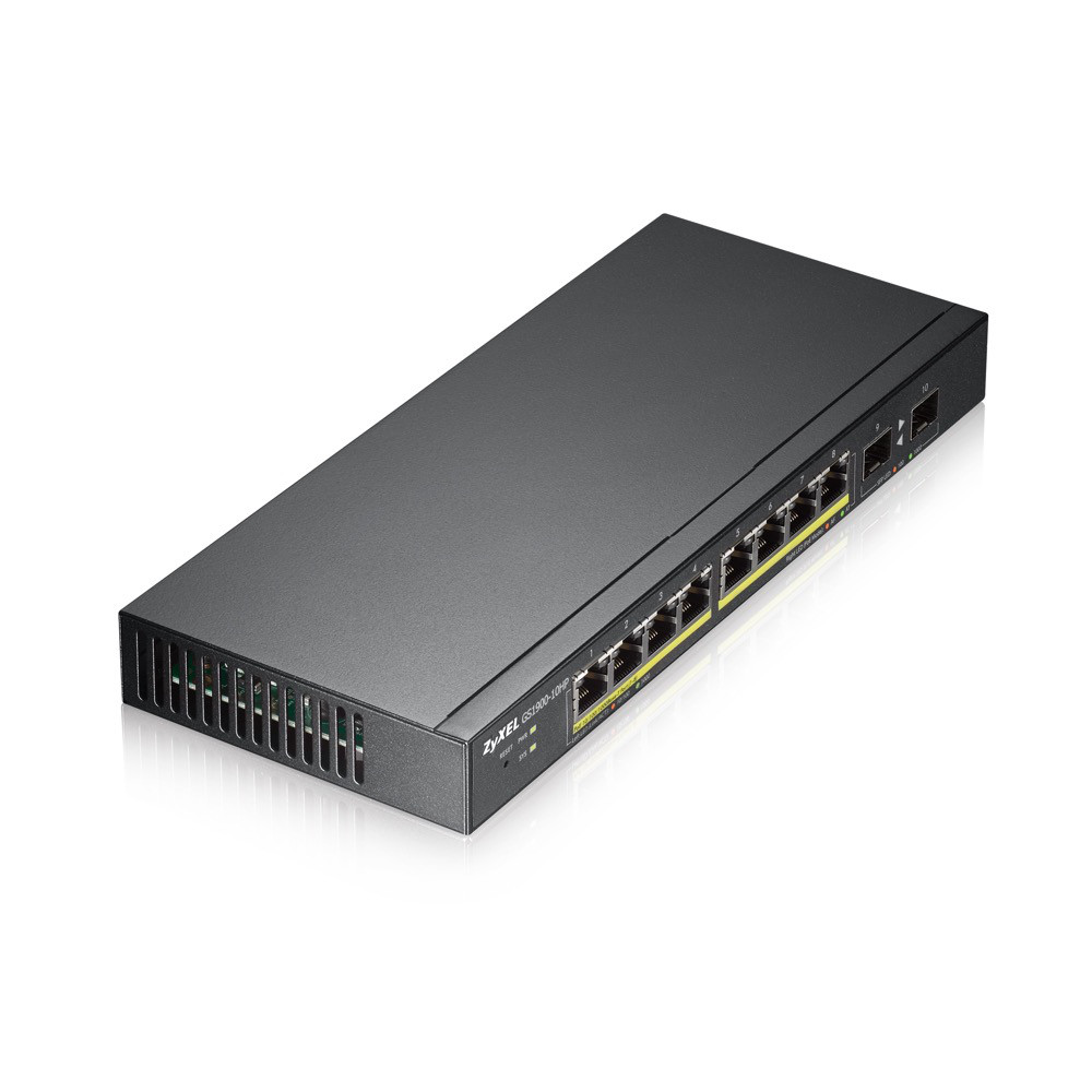 Zyxel GS1900-10HP коммутатор 10-портовый PoE+ Smart GbE (8x10/100/1000BASE-T PoE, 2xSFP 100/1000 Mbps)
