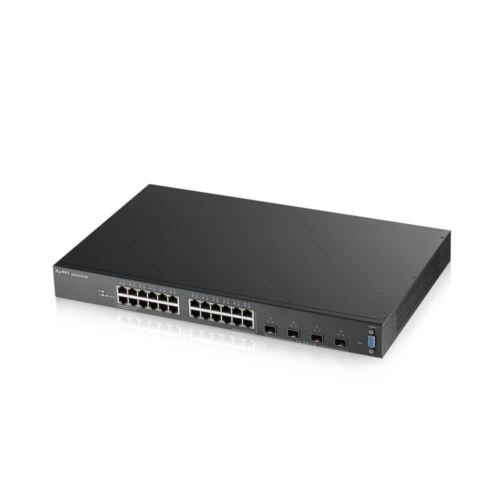 Zyxel XGS2210-28 L2 коммутатор 24xGE, 4xSFP+, стекируемый (до 2), бесшумный