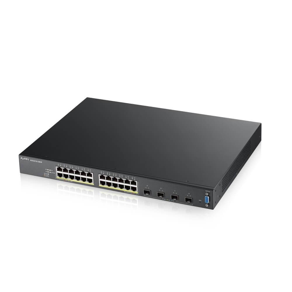 Zyxel XGS2210-28HP L2 коммутатор PoE+, 24xPoE+, 4xSFP+, стекируемый (до 2), бюджет PoE 375 Вт
