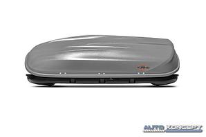 Бокс-багажник на крышу Аэродинамический Серый "Turino Sport"  480 л. ДВУСТОРОННЕЕ открывание