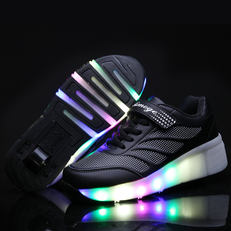 Роликовые кроссовки Aimoge LED Light Black