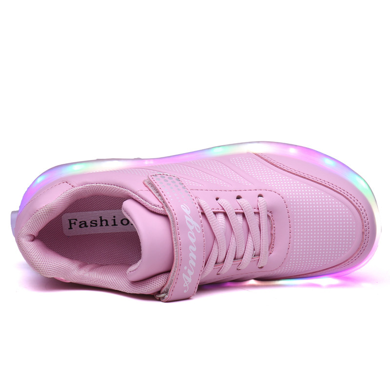 Роликовые кроссовки Aimoge LED Light Pink - фото 5 - id-p50955697