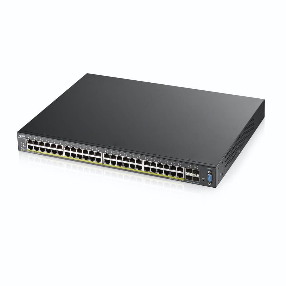 Zyxel XGS2210-52HP коммутатор 48xGE PoE+, 4xSFP+, стекируемый (до 2), бюджет PoE 375 Вт - фото 1 - id-p50986125