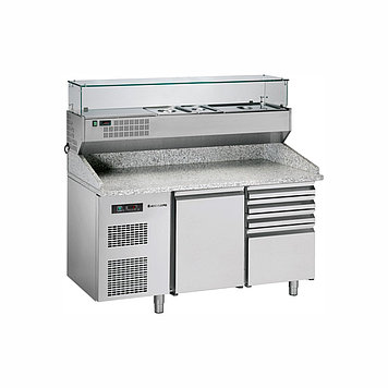 ХОЛОДИЛЬНИК ДЛЯ ПИЦЦЫ ГРАНИТНАЯ СТОЛЕШНИЦА + ХОЛОДИЛЬНЫЙ ДИСПЛЕЙ И 3+1 ЯЩИКИ Angelopo