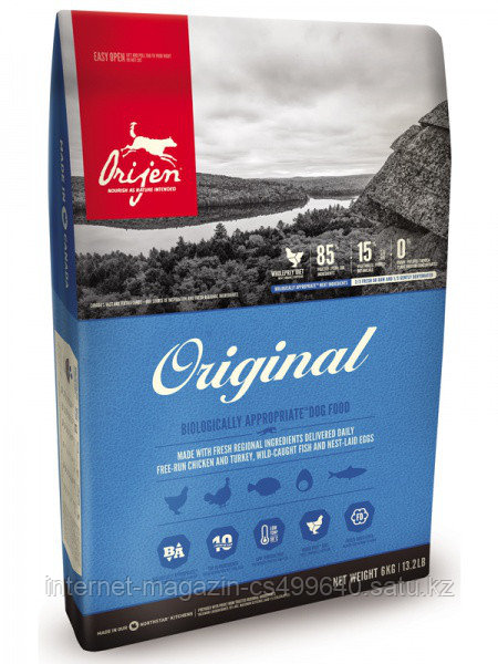 Сухой беззерновой корм для собак всех пород и возрастов Orijen Original с цыпленком
