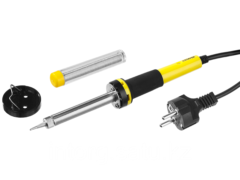 Паяльник PROTerm с двухкомп. рукояткой, в комплекте с припоем и подставкой, жало - конус, STAYER Profes 30Вт - фото 1 - id-p51005727
