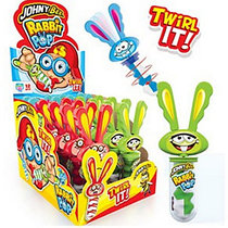 JOHNY BEE® Rabbit Pop леденец, с вращающимся механизмом в виде заяца.  23гр,(12 шт в упаковке)