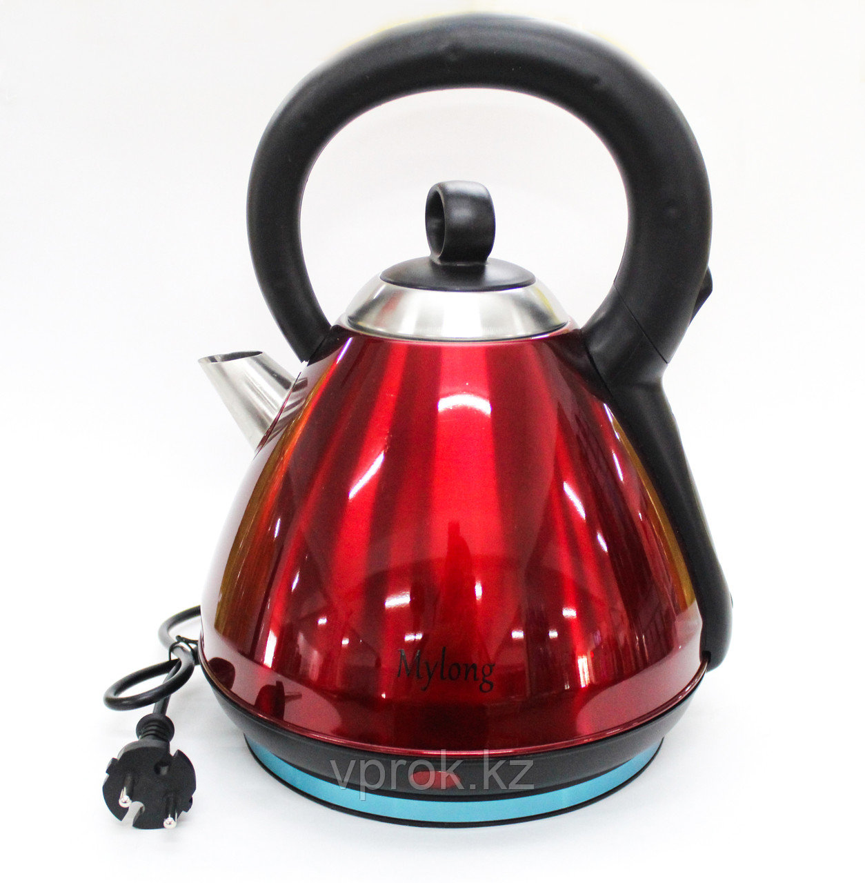 Электрический чайник MYLONG MY-3030, нержавеющая сталь, красный, 3 л. - фото 1 - id-p51123337