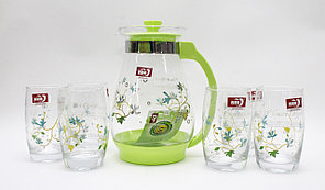 Кувшин со стаканами, "Flower Object", (6 стаканов)