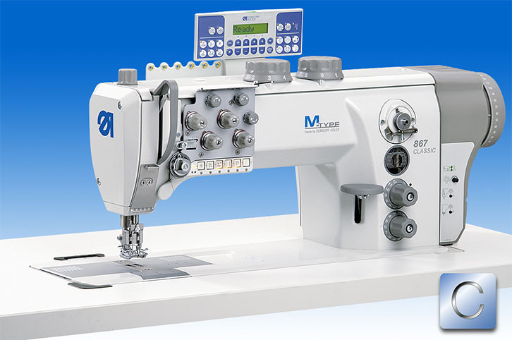 867-290322-M-E22/12-12/K01 Двухигольная швейная машина челночного стежка с ДА встроенным приводом