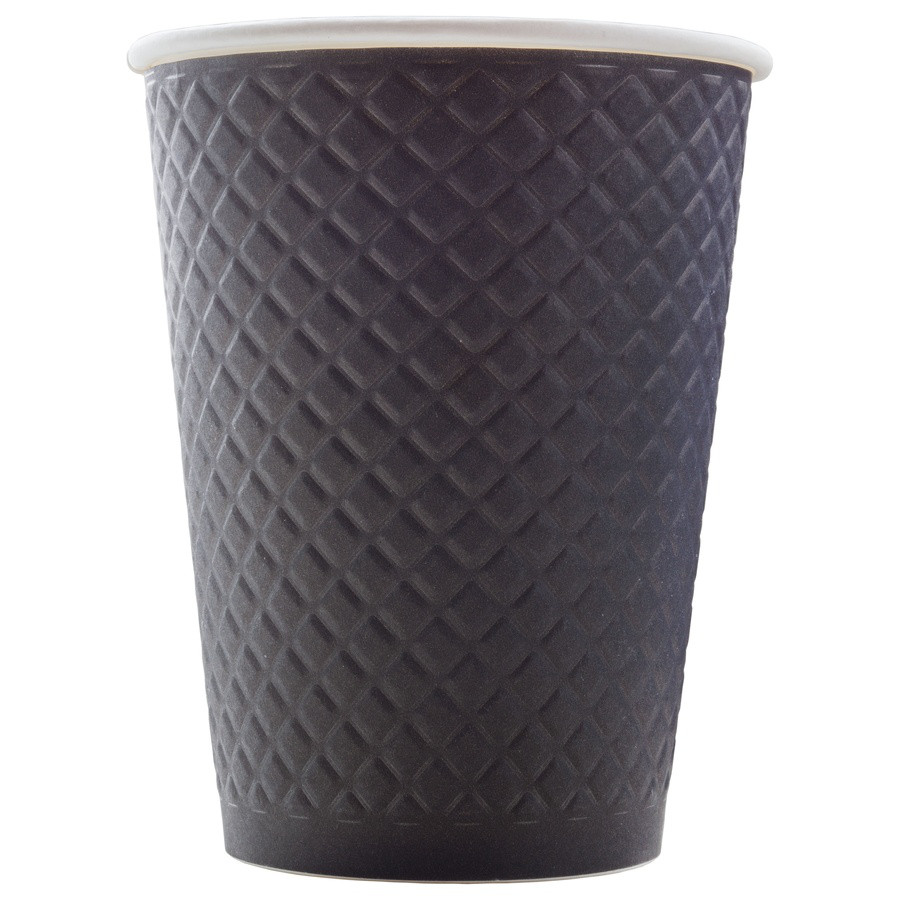 Стакан бумажный ThermoCup Waffle Черный 300 мл