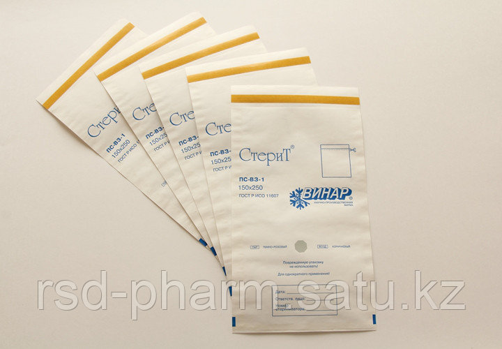 Пакеты из для стерилизации из белой влагопрочной бумаги, самоклеящиеся «СтериТ®», 100 шт в уп