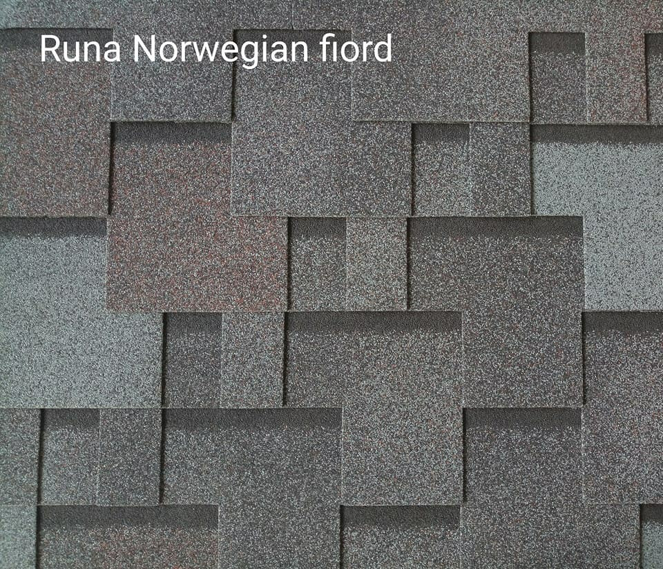 Гибкая черепица РУФЛЕКС (мягкая кровля), СБС модифицированная, Гарантия 35 лет, Runa Norwegian fjord