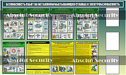 Стенд "Безопасность работ на металлообрабатывающих станках + электробезопасность"