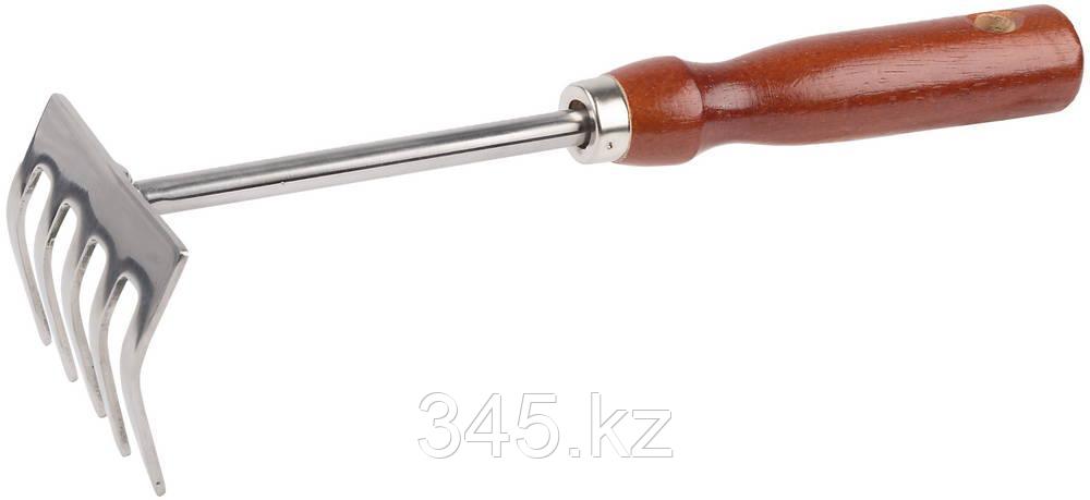 Грабельки GRINDA из нержавеющей стали с деревянной ручкой, 250 мм - фото 1 - id-p22277498