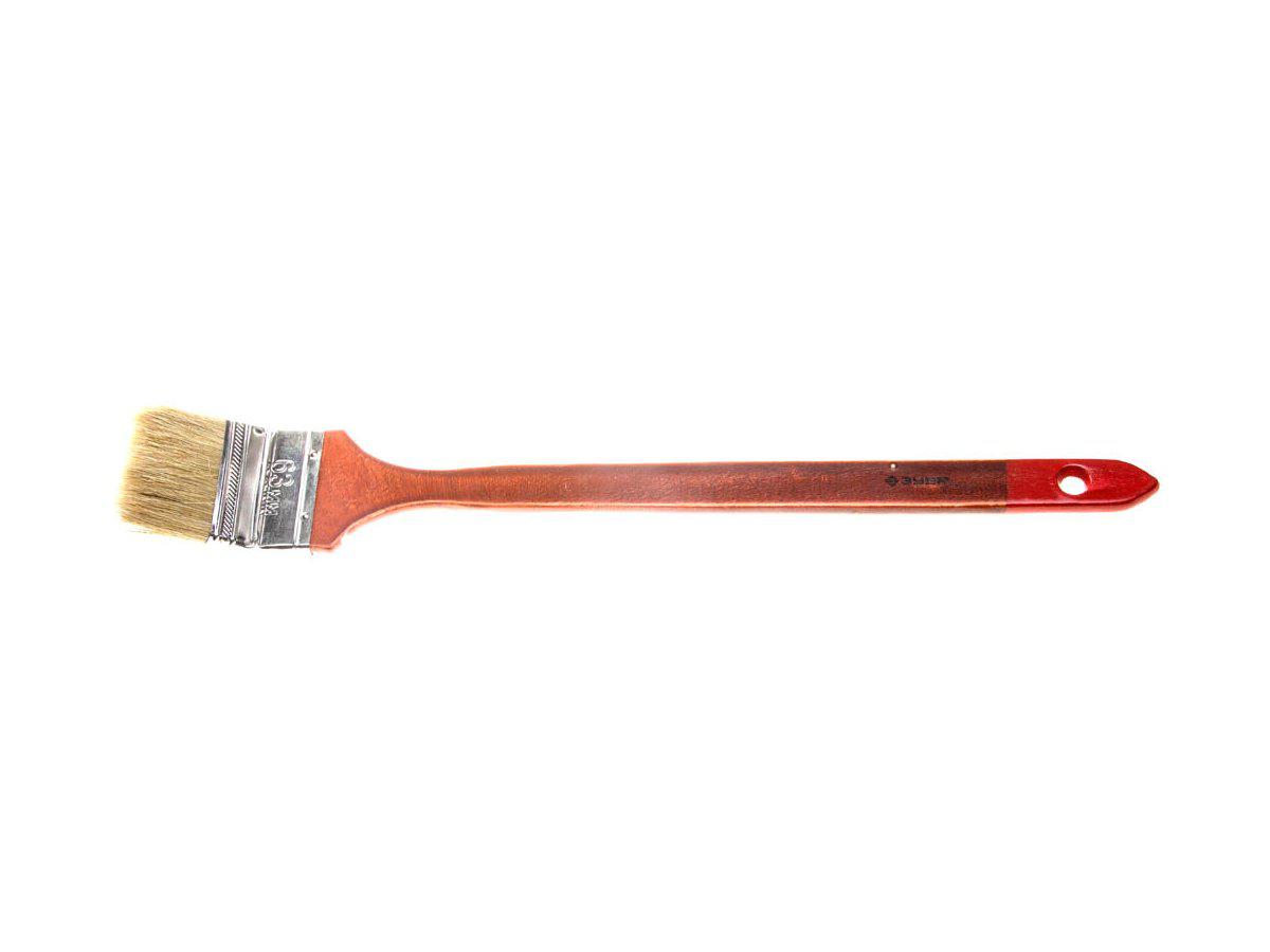 Кисть радиаторная угловая ЗУБР "УНИВЕРСАЛ-МАСТЕР", светлая натуральная щетина, деревянная ручка, 63мм - фото 2 - id-p4205970