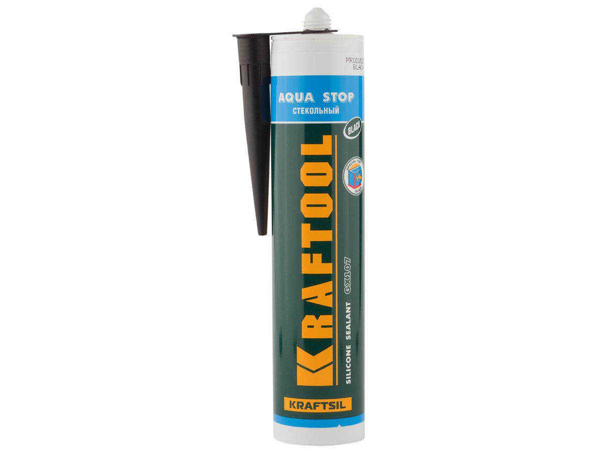 Герметик KRAFTOOL KRAFTSeal GX107 "AQUA STOP" силиконовый стекольный, черный, 300мл (41256-4) - фото 2 - id-p4367136
