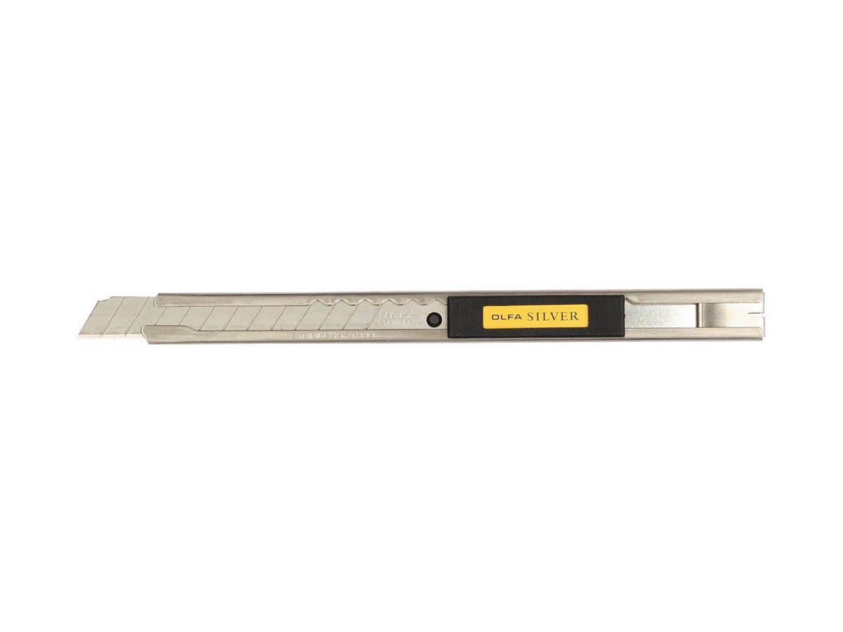 Нож OLFA с выдвижным лезвием и корпусом из нержавеющей стали, 9мм (OL-SVR-1) - фото 2 - id-p4374831