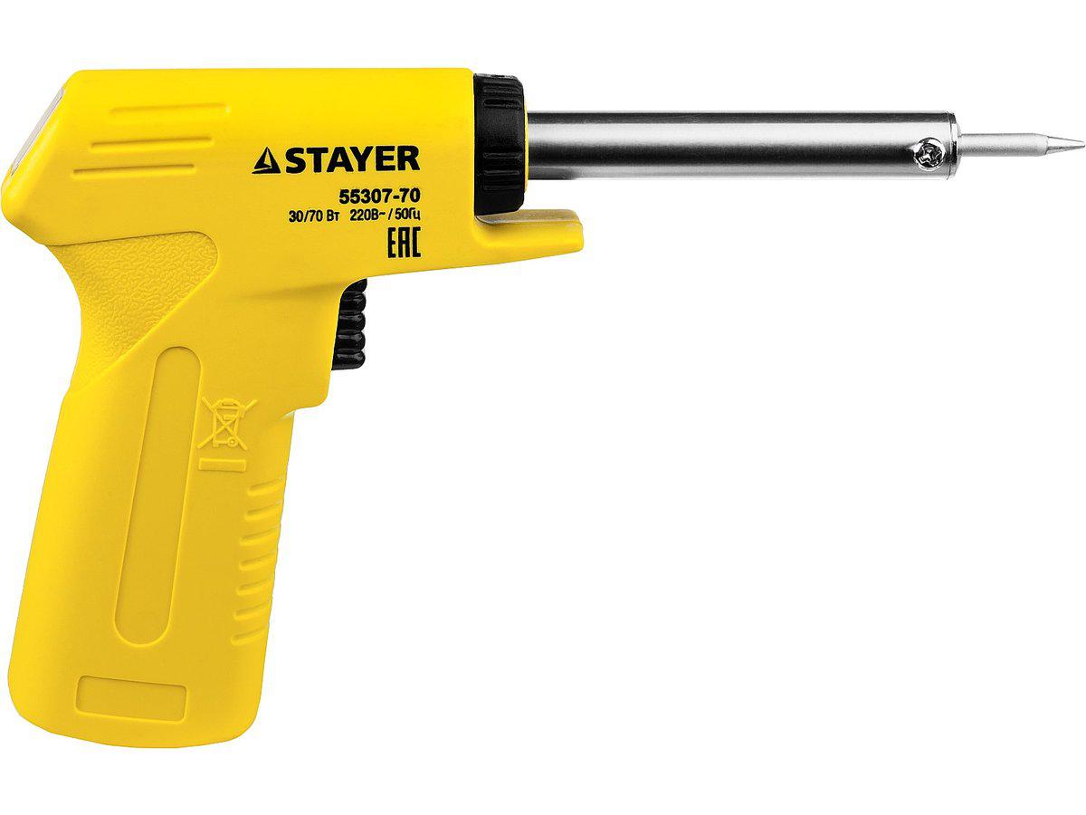 Паяльник с пистолетной пластмассовой рукояткой, STAYER "MASTER" MAXTerm, 55307-70, 30 - 70 Вт, конус - фото 6 - id-p49887316