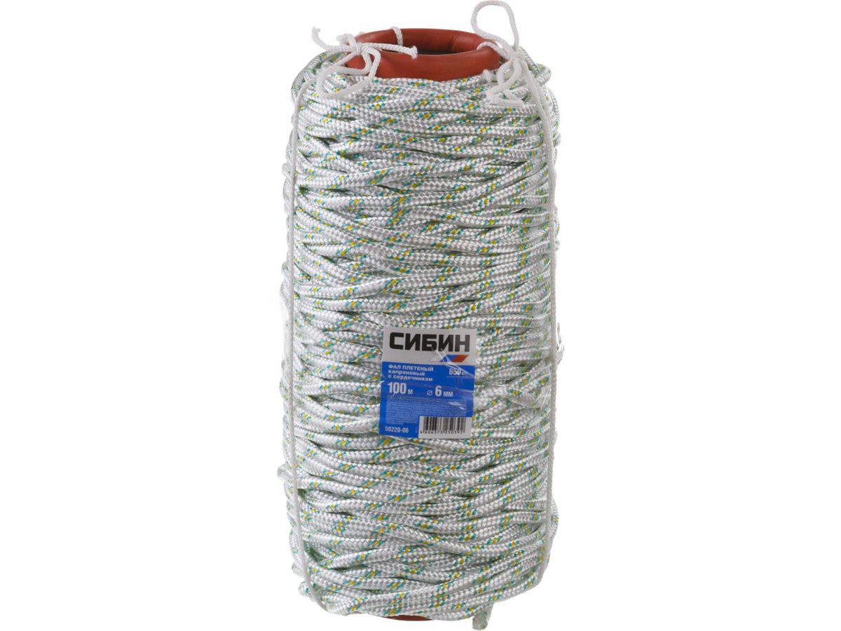 Фал плетёный капроновый СИБИН 16-прядный с капроновым сердечником, диаметр 6 мм, бухта 100 м, 650 кгс - фото 3 - id-p49800959