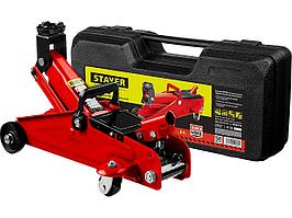 Домкрат STAYER "RED FORCE" гидравлический подкатной, 2т, 125-320мм, в кейсе (43152-2-K)