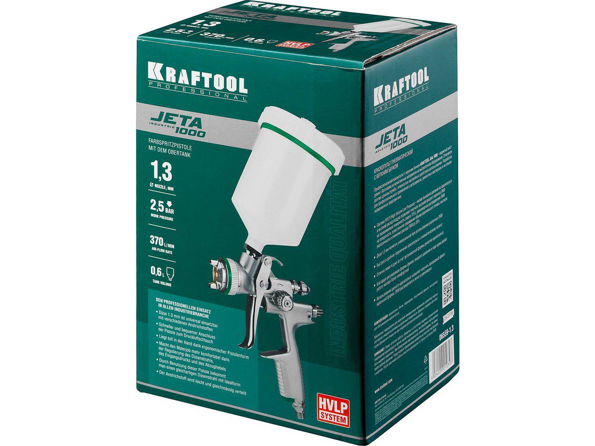 Краскопульт пневматический KRAFTOOL "PRO" Jeta 1000, HVLP, c верхним бачком, 1,3мм (06559-1.3) - фото 7 - id-p49887543