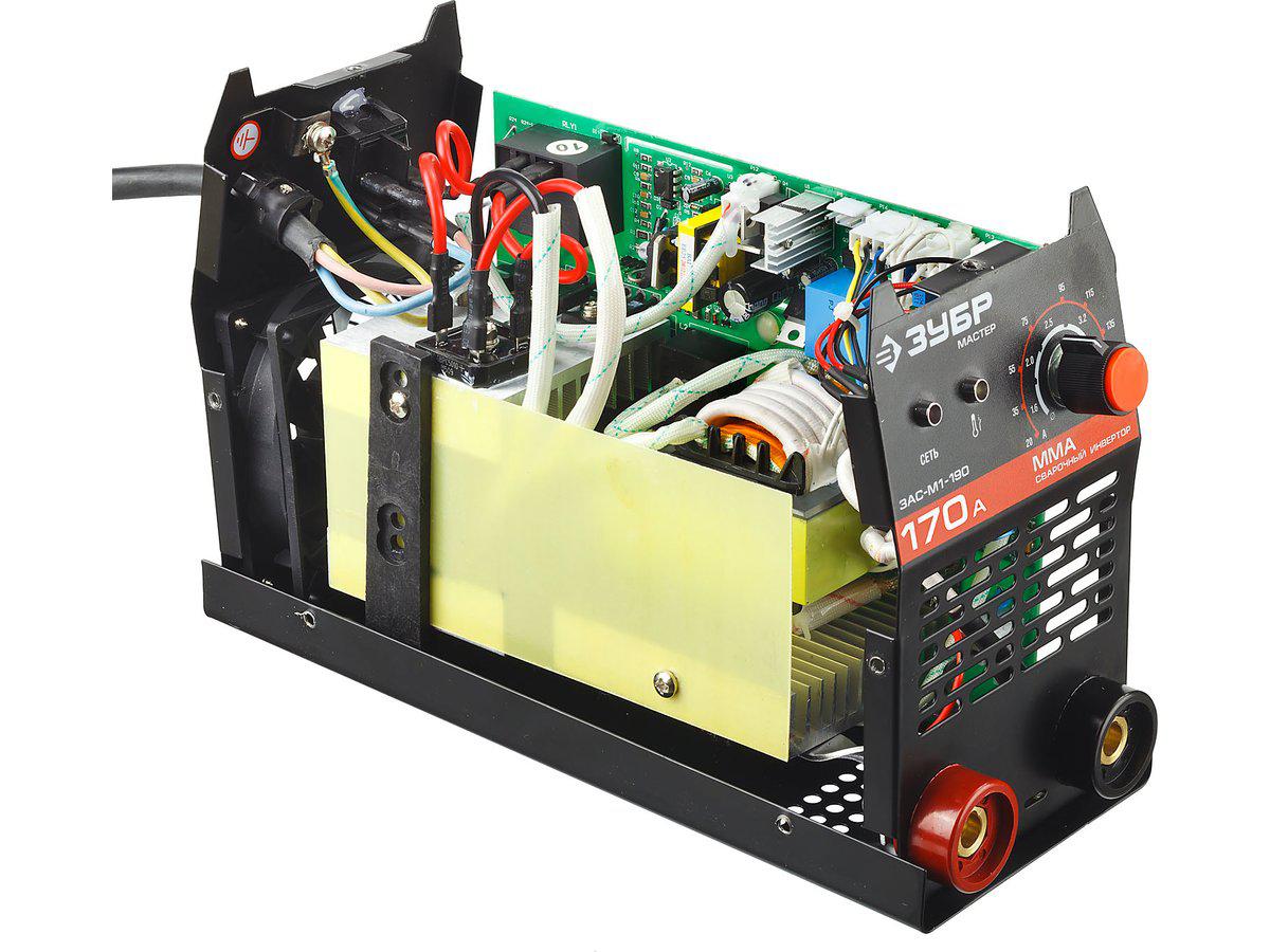 Сварочный аппарат инвертор ЗУБР ЗАС-М1-170, МАСТЕР, М1, 170А, MMA, IGBT, ПВ 30%, принуд обдув, работа от - фото 10 - id-p41831710
