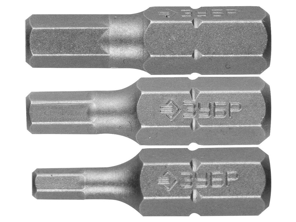 Набор бит для шуруповерта ЗУБР 26009-HEX-H3, биты кованые, хромомолибденовая сталь, тип хвостовика C 1/4, 25 - фото 2 - id-p4223572