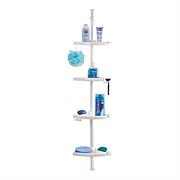 Угловая полка для ванной комнаты "Silver" распорная, код 006