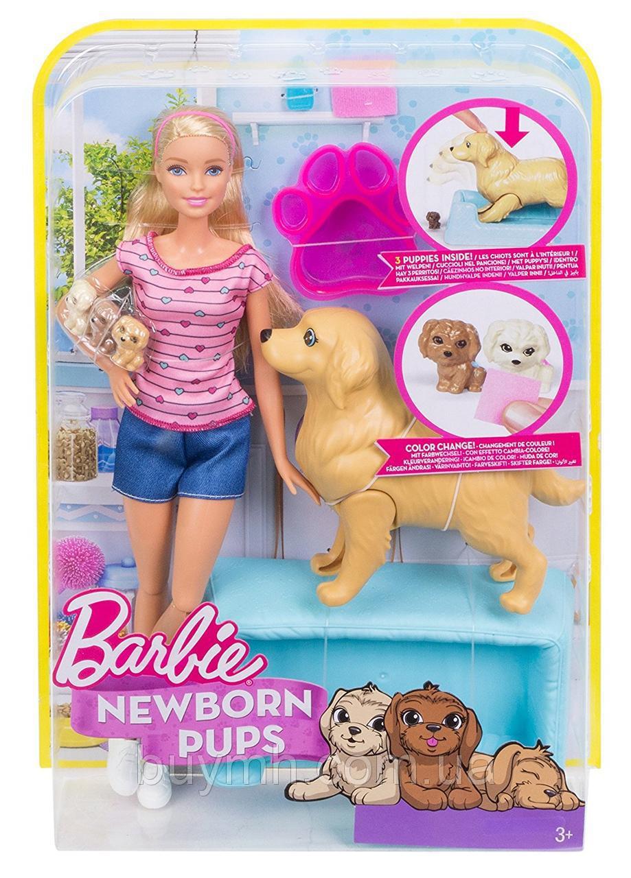 Barbie Игровой набор "Кукла Барби и собака с новорожденными щенками"