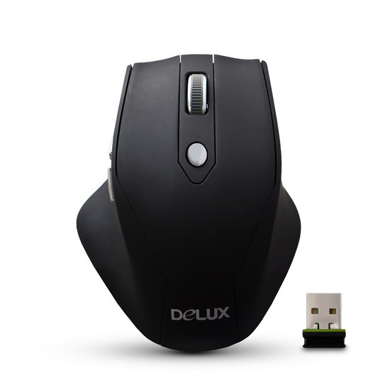 Мышь, Delux, DLM-530OGB, 5D, Оптическая. 1000-1500dpi, Беcпроводная 2.4ГГц, 2 Дополнительные кнопки,