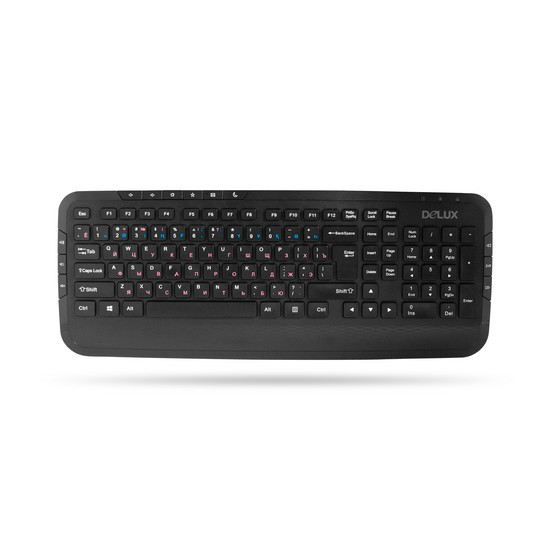 Клавиатура, Delux, DLK-160UB, USB, Кол-во стандартных клавиш 103, 12 мультимедиа-клавиш, Размер: 435