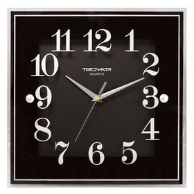 Часы d=320х320мм, квадратные, черные, минеральное стекло Часпром