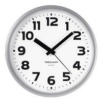 Часы d=230мм, круглые, белые, серебристый корпус, пластиковое стекло Часпром