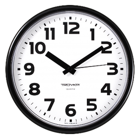 Часы d=230мм, круглые, белые, черный корпус, пластиковое стекло Часпром
