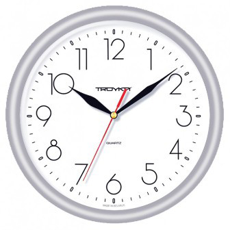 Часы d=245мм, круглые, белые, серебристый корпус, пластиковое стекло Часпром - фото 1 - id-p51714554