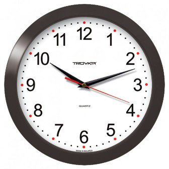 Часы d=290мм, круглые, белые, черный корпус, минеральное стекло Часпром - фото 1 - id-p51714558
