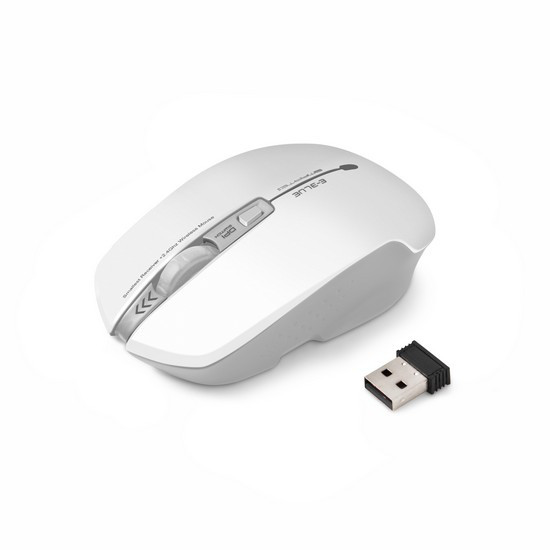 Мышь, E-Blue, SMARTE EMS118WH, Оптическая, 800/1200/1600dpi, Беспроводная 2.4ГГц, Белый