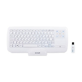 Клавиатура, Delux, DLK-2880GW, Беспроводная, 2.4ГГц, Ультратонкая, Сенсорная панель, Li-lon батарея,