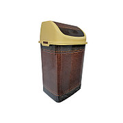 Ведро для мусора "Камелия" №3 декор "Кожа" 18 л с качающейся крышкой